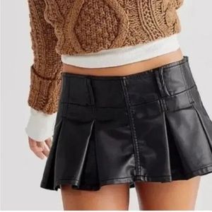 Free People Vegan Leather Mini Skort
